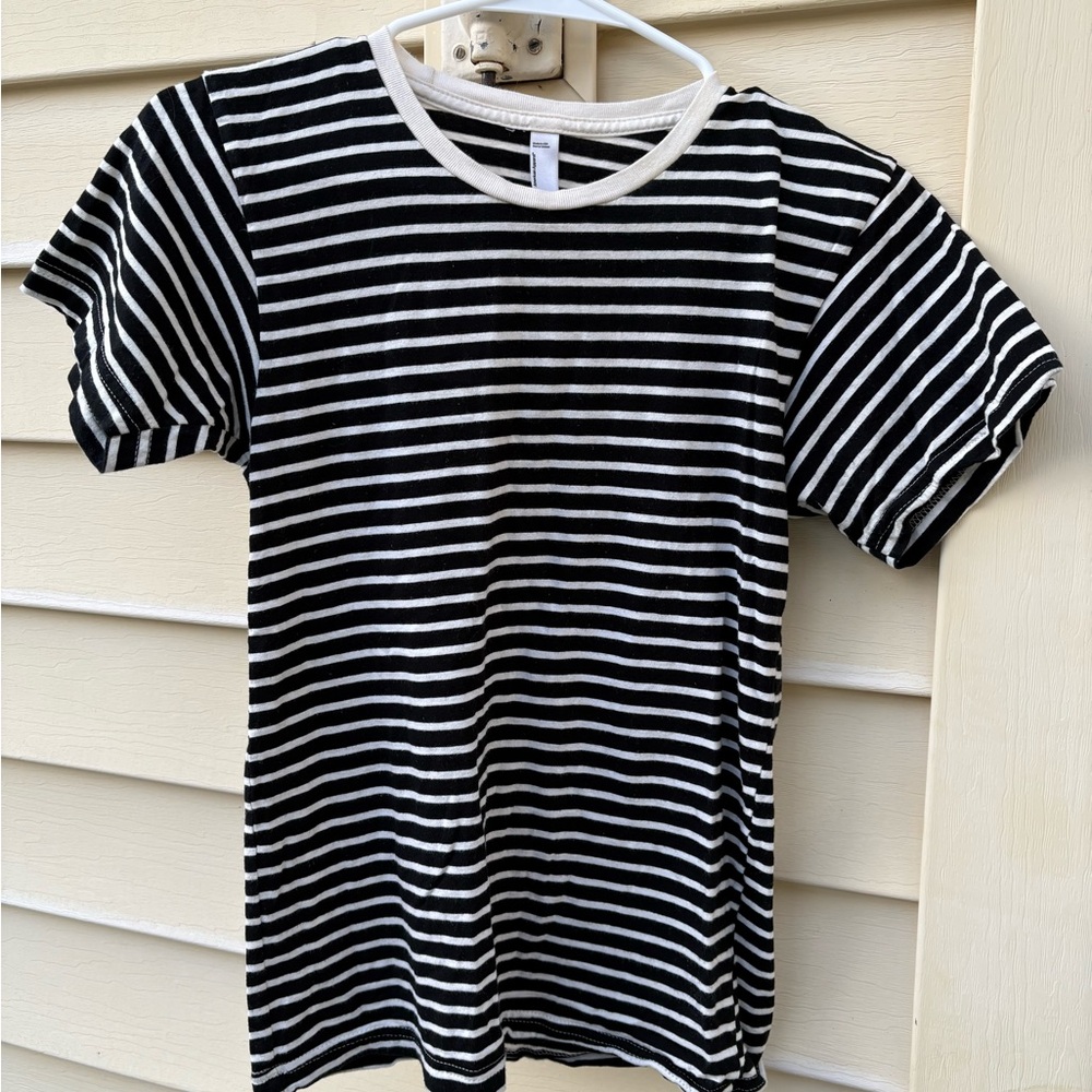 American Apparel Black and Cream Striped Tee